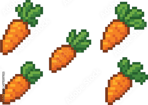 carrot pixel art, eps 10 illustration