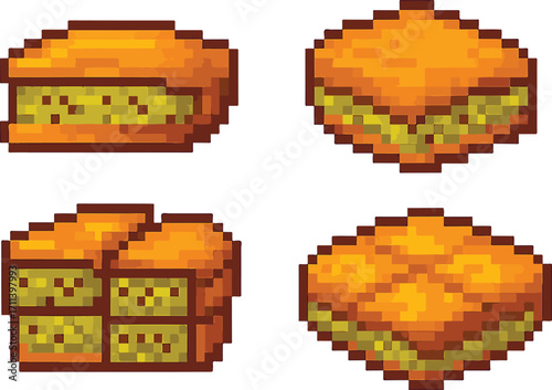 egg martabak pixel art, eps 10 illustration