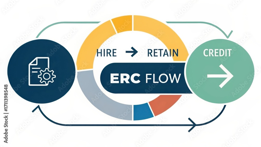 Fototapeta premium Visual diagram illustrating employee lifecycle process in recruitment, retention, and credit management flowchart