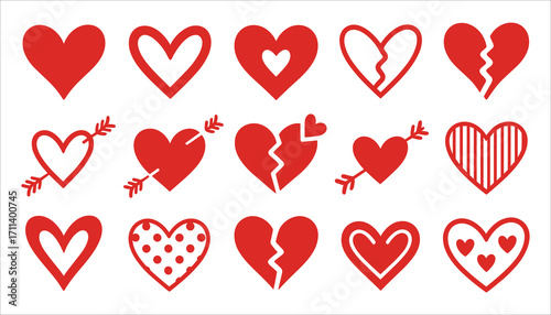 Heart Icon Vector Set for Love and Valentine Design