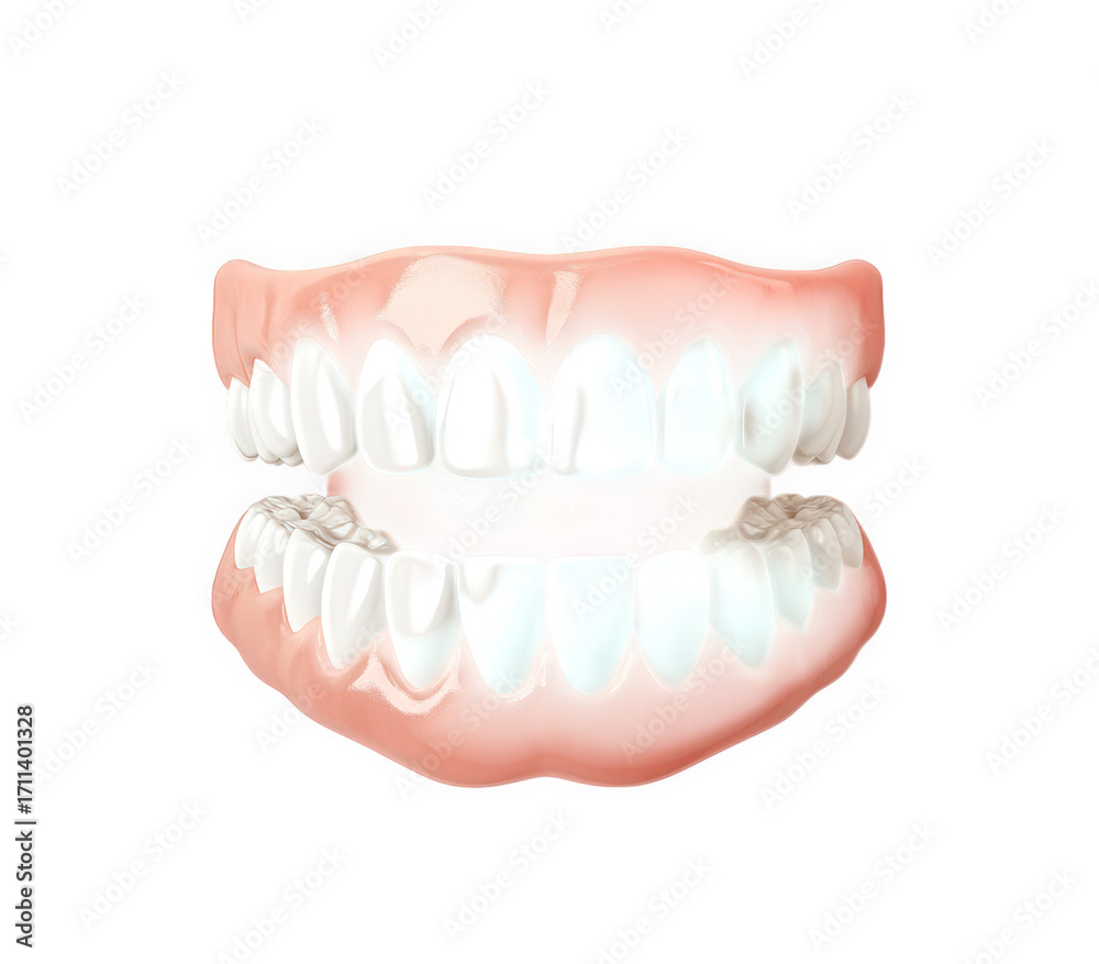 Fototapeta premium Full set of dentures isolated on transparent background for dental health concept