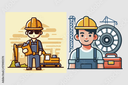 This is a vector image of a project worker suitable for use in logo designs for contractor companies, foremen, builders, architects, building shops, content, posters, banners, flyers, presentations