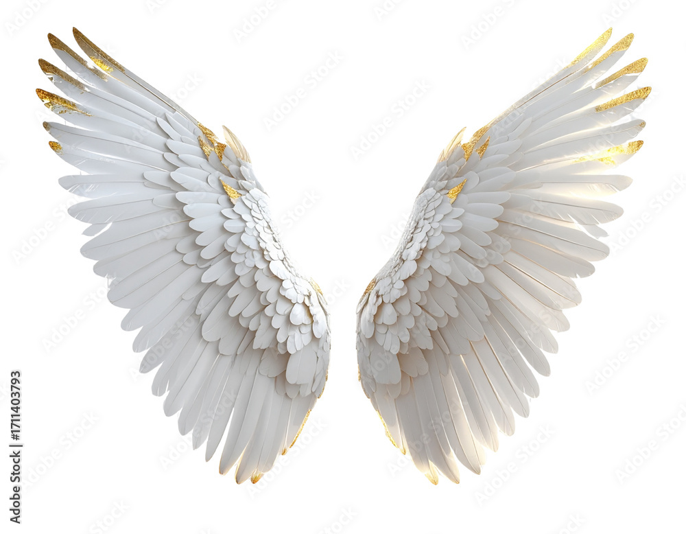Fototapeta premium Ethereal White Wings with Subtle Gold Accents