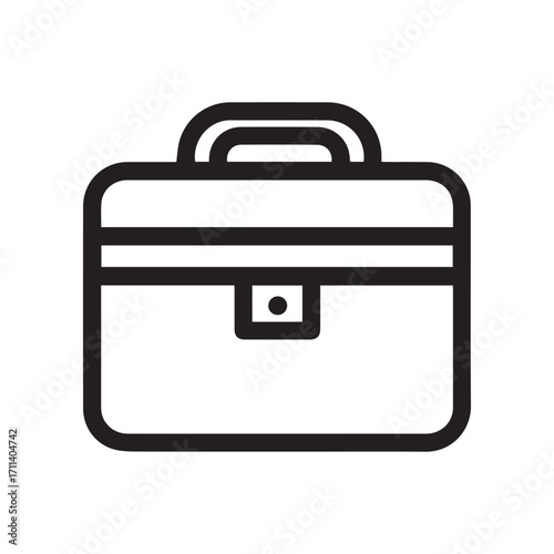 Simple black briefcase icon on white background