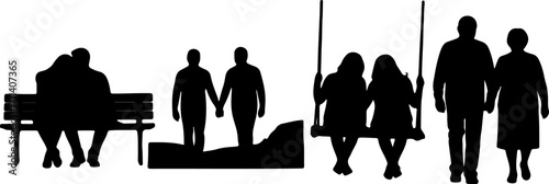 silhouette lover posture lover in black shape mono tone color on white background