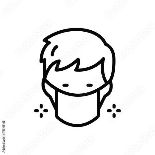 Black line icon for dust mask