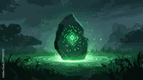 Enchanted stone in mystical forest