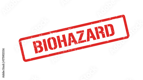 Biohazard Grunge Stamp Vector – Red Distressed Safety Rubber Label