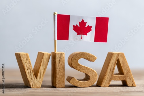 Canadian visa concept with flag: immigration and travel representation