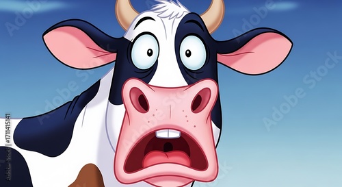 Cow Expressing Fear and Surprise.