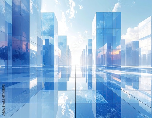 Futuristic city of glass