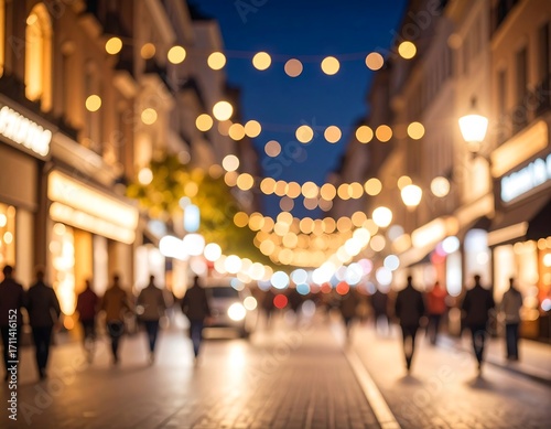 Night city street blurred image