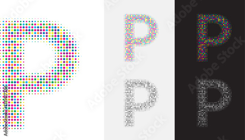 カラフルなドット文字P、アイキャッチ画像　白バックのタグ