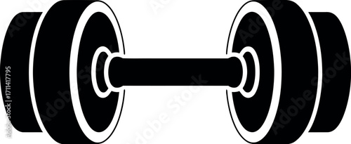 Simple black silhouette of a dumbbell exercise weight for fitness and strength training silhouette