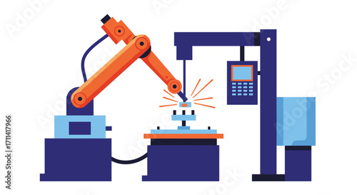 Automated precision: robotic welding process in a modern manufacturing cell
