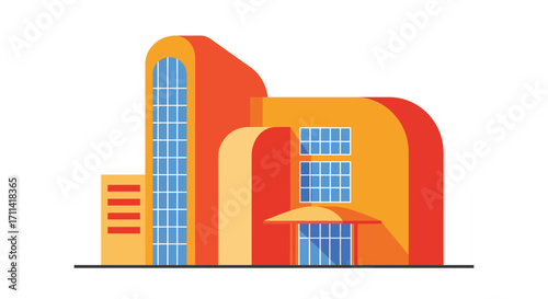Modern maternity hospital vector illustration with curved architecture