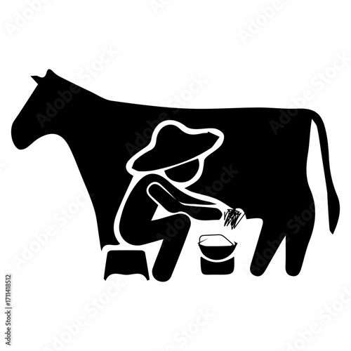 Farmer Milking a Cow