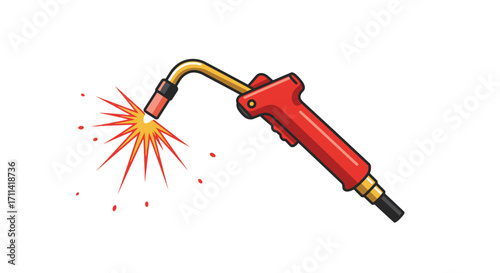 Vivid welding torch illustration displaying metal joining process with sparks