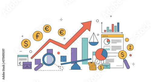 Visual representation of investment analysis and financial growth planning