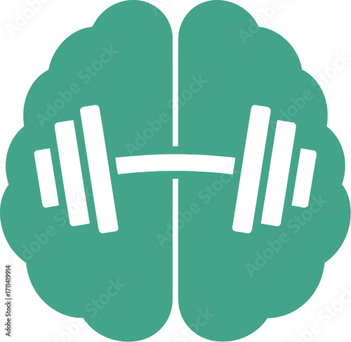 Minimalist brain logo design concept for fitness and mental strength training silhouette