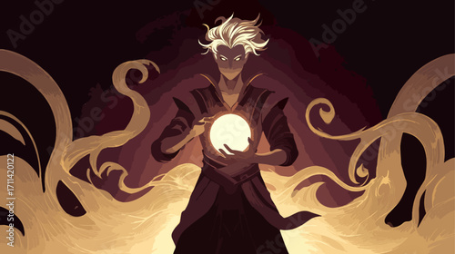 Mage holding light orb fantasy art