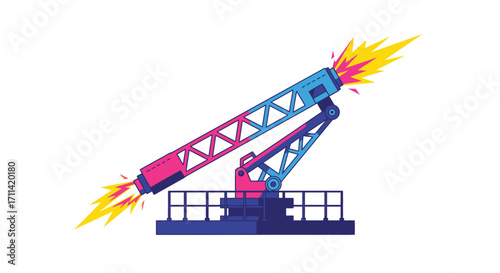 Stylized colorful flat vector illustration of vibrant flare boom structure