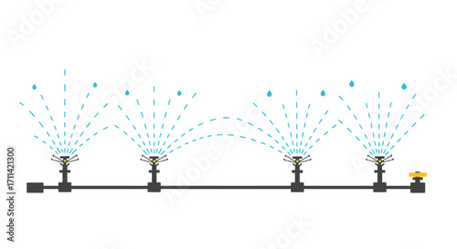 Irrigation system: Modern flat vector illustration showcasing water efficiency