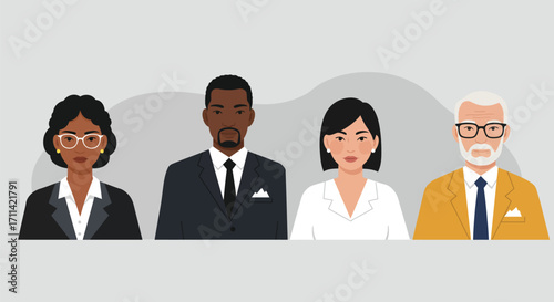 Diverse Team Professionals: A Vector Illustration of Multicultural Business Leaders
