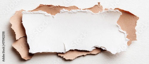 Wallpaper Mural Ripped beige and white paper overlapping on light background Torontodigital.ca