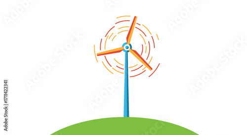 Stylized wind turbine illustration symbolizing clean energy production