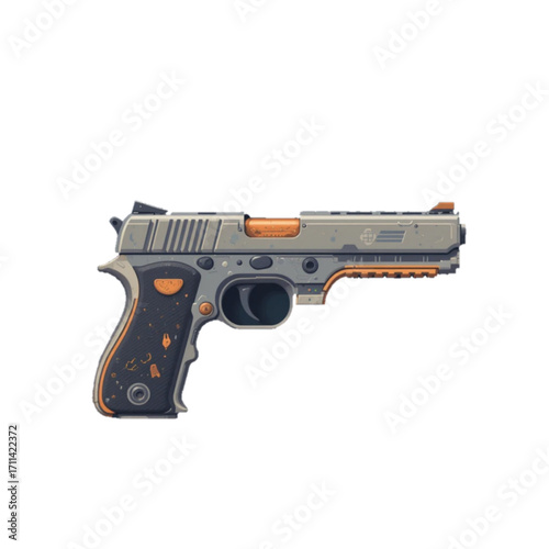 Flat colored pistol illustration 