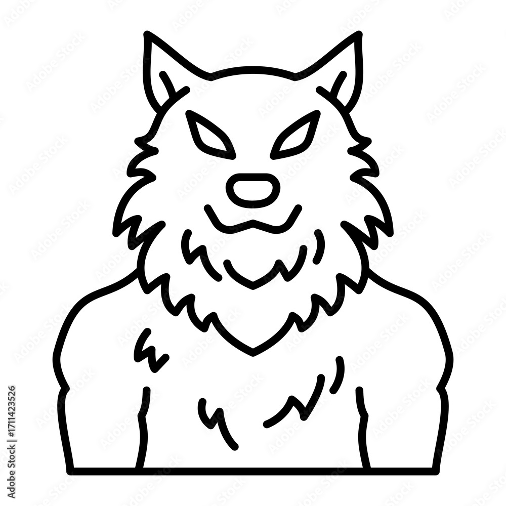 Obraz premium Werewolf Outline Icon Vector Illustration
