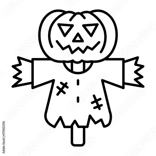 Scarecrow Outline Icon Vector Illustration