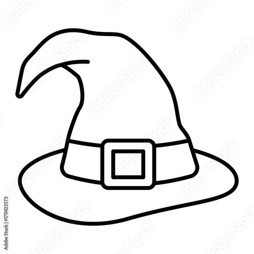 Witch Hat Outline Icon Vector Illustration