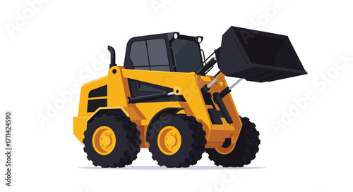 Stylized vibrant vector illustration of a skid steer loader on white backdrop