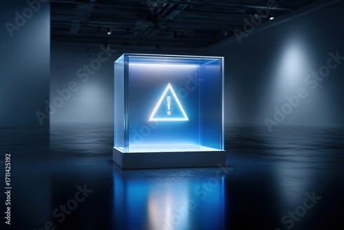 Warning Sign Display in Modern Exhibition Space