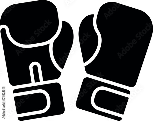 Iconic black boxing gloves silhouette for combat sports and fitness design elements silhouette
