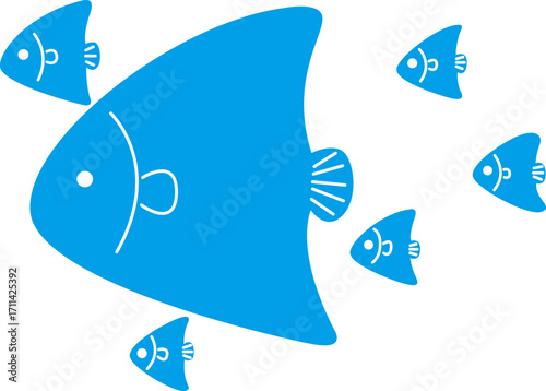 School of ocean fish sign illustration for decoration on marine life and nautical concept.
