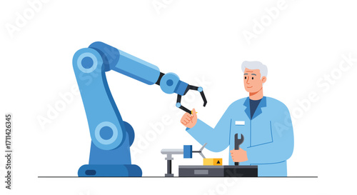 Collaborative robotics: Human technician alongside automated arm for efficiency