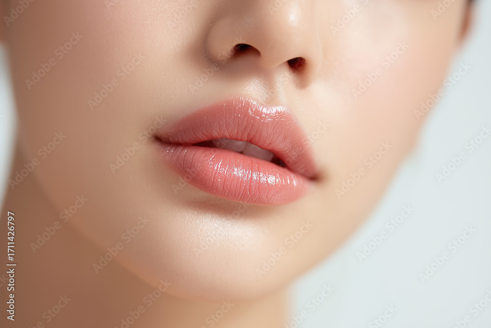 Fototapeta premium メイクオフしたナチュラルな唇の美容広告 Natural Lips in a Makeup-Free Beauty Ad