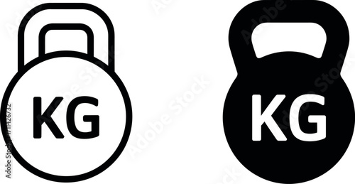 Minimalist black and white kettlebell icons representing weight training and fitness concepts silhouette