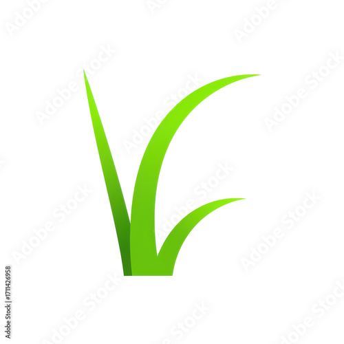 Vibrant green blades of grass rising against a transparent background isolated on white background
