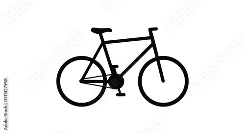 Simple black silhouette illustration of a classic bicycle on white background