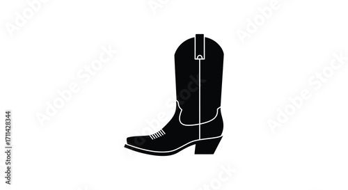 Simple black silhouette of a classic western cowboy boot design