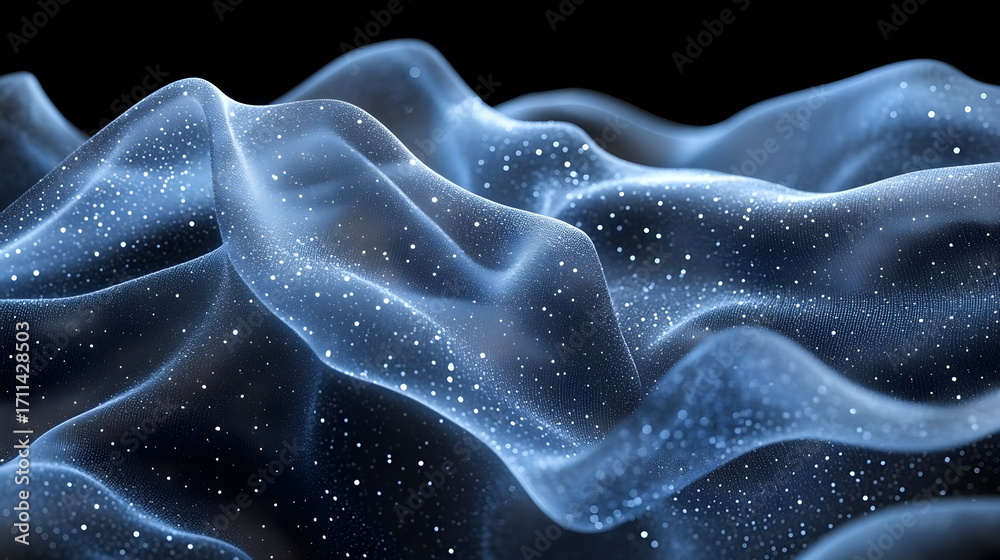 Obraz premium Glowing Blue Particle Wave 3D Abstract Background