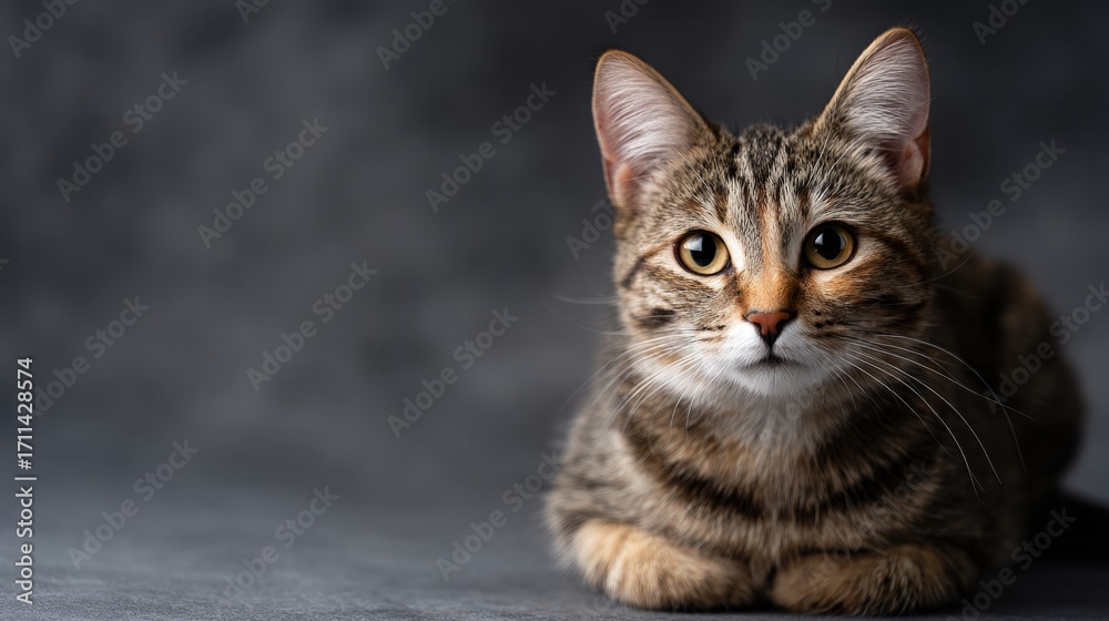 Fototapeta premium Adorable Tabby Cat with Stunning Eyes