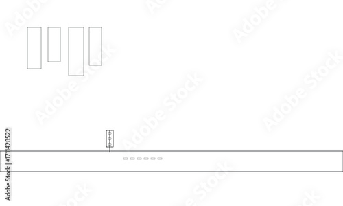 City Street with Traffic Light and Crosswalk – Vector Scene of Urban Intersection, Pedestrian Safety & Road Infrastructure
