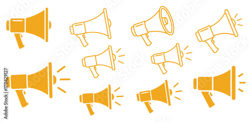 Spread the word with vibrant megaphone icons, perfect for announcements and promotions