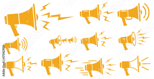 Attention grabbing megaphone collection for impactful announcements and marketing promotion