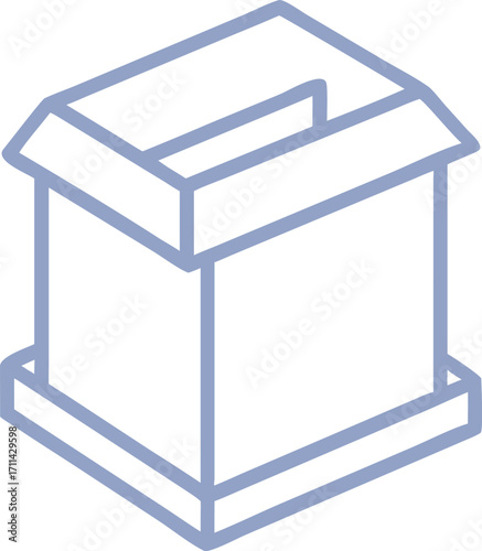 Simple isometric line art illustration of a ballot box for voting and elections
